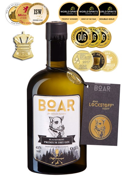 BOAR GIN® – 0,5L 43% VOL – HÖCHSTPRÄMIERTER GIN DER WELT